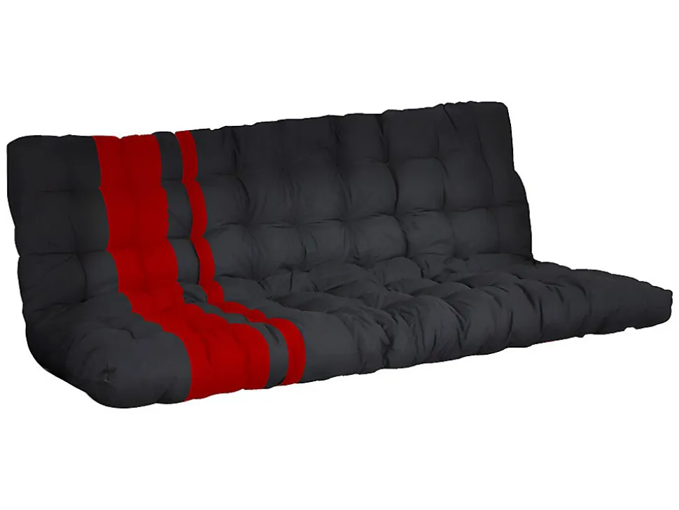 Lit mezzanine 90 x 190 cm - Avec banquette convertible - Métal - Noir et rouge + Futon - MODULO V
