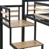 Lit mezzanine 140 x 200 cm - Métal et MDF - Noir et naturel - JOGUI