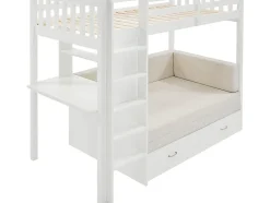 Lit mezzanine 90 X 190 cm avec sofa convertible - Pin et MDF - Blanc - ORPELIA