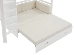 Lit mezzanine 90 X 190 cm avec sofa convertible - Pin et MDF - Blanc - ORPELIA