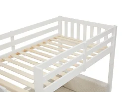 Lit mezzanine 90 X 190 cm avec sofa convertible - Pin et MDF - Blanc - ORPELIA