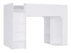Lit mezzanine 90 x 190 cm avec rangements - Blanc - COLUMI
