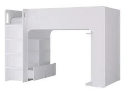 Lit mezzanine 90 x 190 cm avec rangements - Blanc - COLUMI