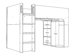 Lit mezzanine 90 x 190 cm avec rangements - Blanc - COLUMI