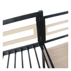 Lit mezzanine - 140x190 cm - Métal - Noir - Sommier inclus - LEON