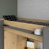 Lit mezzanine avec bureau et armoire - 90 x 200 cm - Coloris : Naturel et anthracite - AUCKLAND