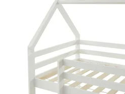 Lit mezzanine cabane 90 x 190 cm - Pin massif - Blanc - TARZIA