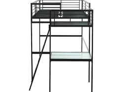 Lit mezzanine CASUAL II - 140 x 190 cm - plateforme bureau - Anthracite + matelas