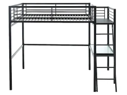 Lit mezzanine CASUAL II - 140 x 190 cm - plateforme bureau - Anthracite + matelas