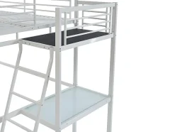 Lit mezzanine CASUAL II - 140 x 190 cm - plateforme bureau - Blanc