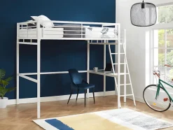 Lit mezzanine CASUAL II - 140 x 190 cm - plateforme bureau - Blanc