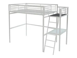 Lit mezzanine CASUAL II - 140 x 190 cm - plateforme bureau - Blanc