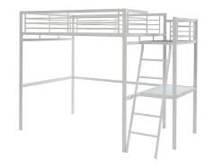 Lit mezzanine CASUAL II - 140 x 190 cm - plateforme bureau - Blanc + matelas