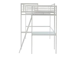 Lit mezzanine CASUAL II - 140 x 190 cm - plateforme bureau - Blanc + matelas