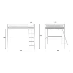 Lit mezzanine ELIOT 140 x 190 cm - Métal - Sommier inclus - Blanc