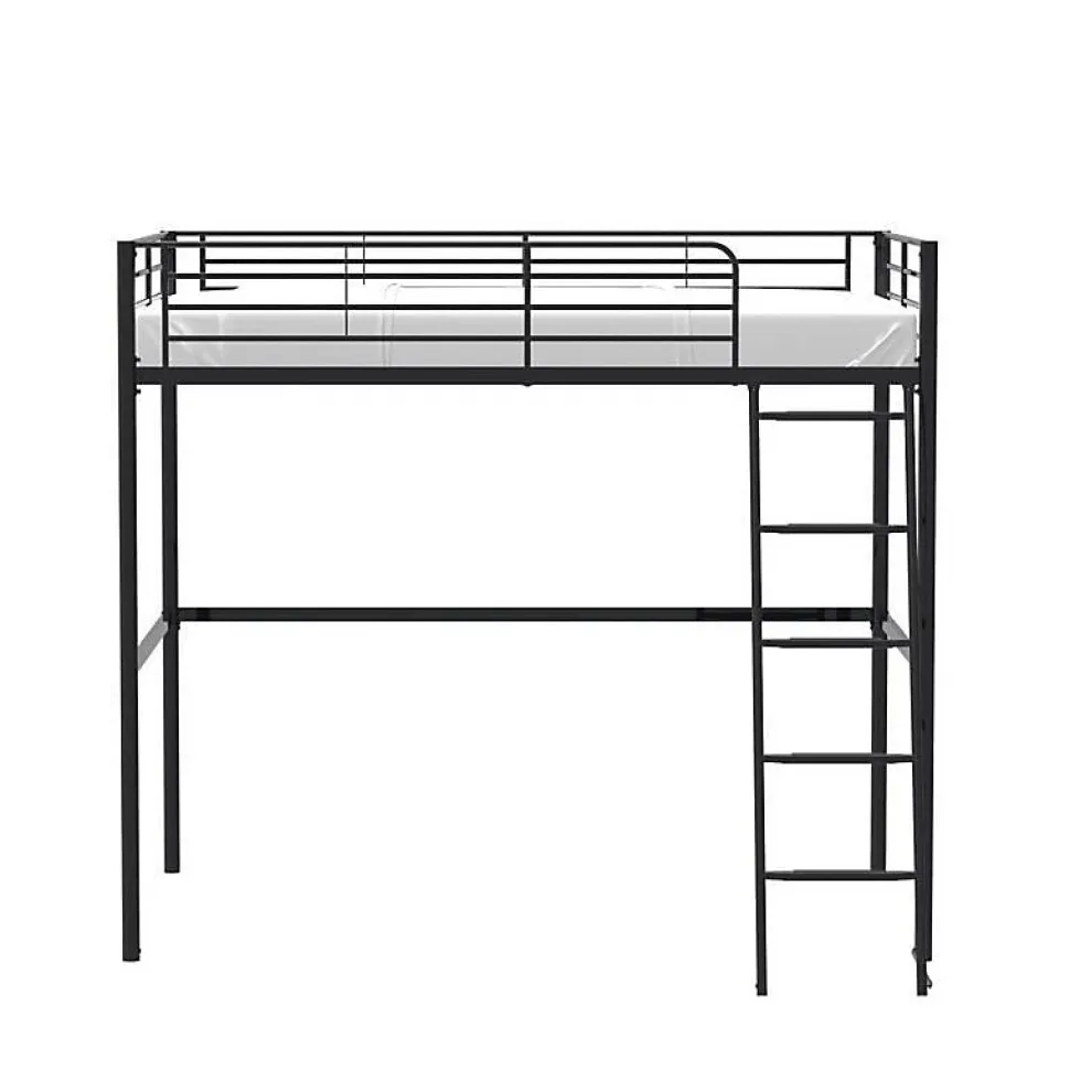 Lit mezzanine en metal - Noir - Sommier inclus - 140 x 200 cm - ELIOT