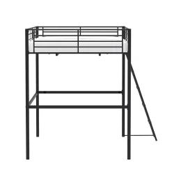 Lit mezzanine en metal - Noir - Sommier inclus - 140 x 200 cm - ELIOT