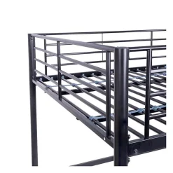 Lit mezzanine en metal - Noir - Sommier inclus - 140 x 200 cm - ELIOT