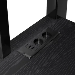 Lit mezzanine en métal 140x200mm avec armoire ouverte et bureau - LED et port USB - Avec échelle de rangement et étagères - Noir