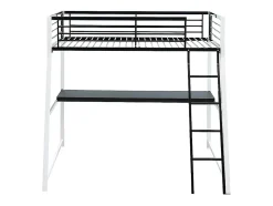 Lit mezzanine MALICIA - 90 x 190 cm - bureau intégré - Noir et blanc