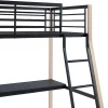 Lit mezzanine MALICIA - 90 x 190 cm - bureau intégré - Noir et chêne