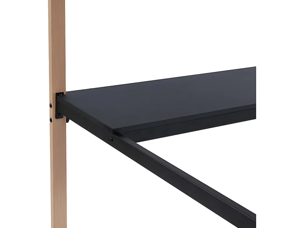 Lit mezzanine MALICIA - 90 x 190 cm - bureau intégré - Noir et chêne