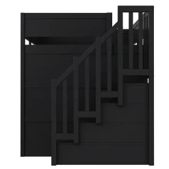 Lit Mezzanine 140x200 cm - avec Bureau Intégré, Escalier de Rangement et LED, Ports USB - MDF + Contreplaqué - Noir et Rouge
