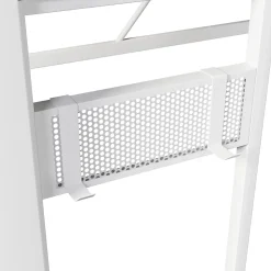 Lit Mezzanine 90x200 cm - Bureau Intégré, Éclairage LED Réglable et Panneau Perforé - USB, Type-C et 2 Prises - Métal + MDF Blanc