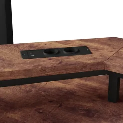 Lit Mezzanine 90x200 cm - Bureau Intégré, Éclairage LED Réglable et Panneau Perforé - USB, Type-C et 2 Prises - Métal + MDF - Noir