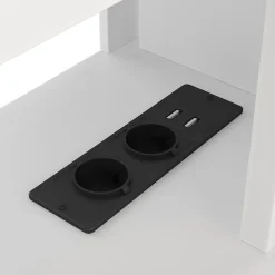 Lit mezzanine 90x200 cm - Lit avec bureau intégré et LED 16 s - Pin et MDF - Sans matelas - Blanc