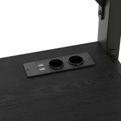 Lit Mezzanine 140x200 cm - Lit en Métal avec Bureau et Armoire ouverte, Tiroirs de Rangement, LED et USB, Sans Matelas, Noir