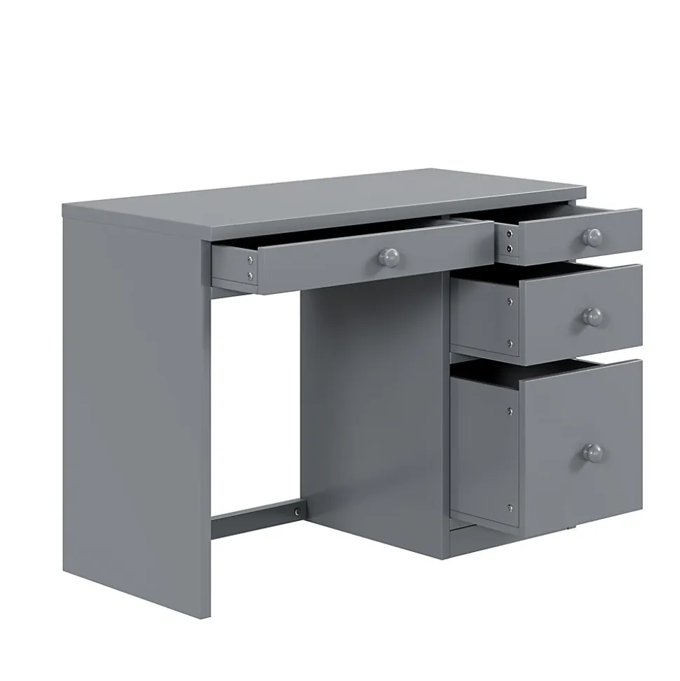 Lit Mezzanine 90x200 cm - Lit enfant avec Bureau et Rangement, Lit Combiné en Bois de Pin Gris, Sans Matelas