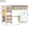 Lit mezzanine 90x200 cm avec un bureau et une armoire - avec des étagères - avec LED - naturel (matelas non inclus)