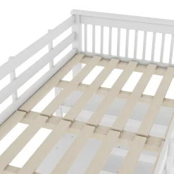 Lit mezzanine 90x200 cm blanc sans matelas avec bureau integre et etageres pour chambre denfant