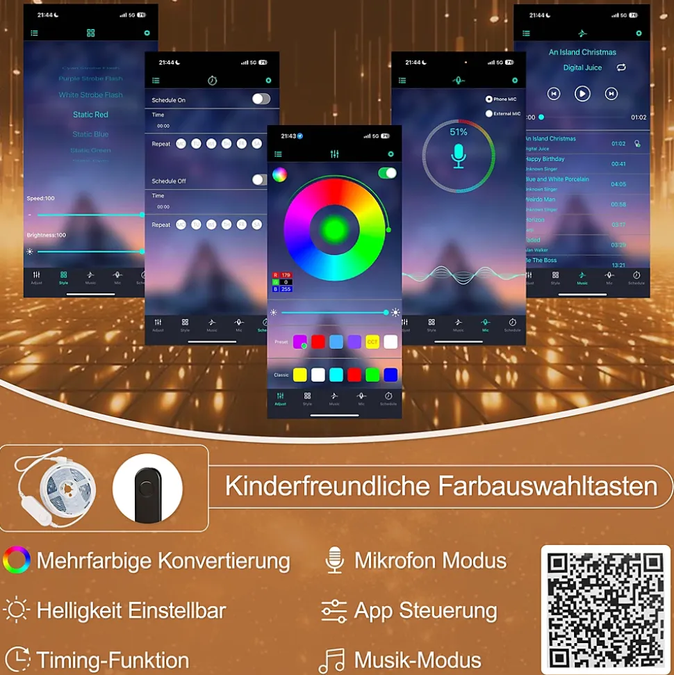 Lit Mezzanine 140x200 cm, Lit Enfant et Ado, avec LED et Échelle Rangement, Pin et MDF, sans Matelas - Blanc et Naturel