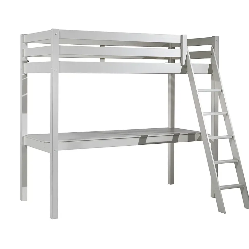 Lit Mezzanine 90x200 Sommier Inclus et Bureau Vipack Pino - Blanc