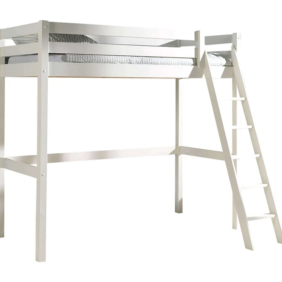 Lit Mezzanine 90x200 Sommier Inclus Vipack Pino - Blanc