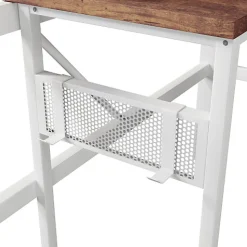 Lit mezzanine 140x200cm - structure en fer - bureau intégré - LED - USB et prise - blanc (matelas non inclus)