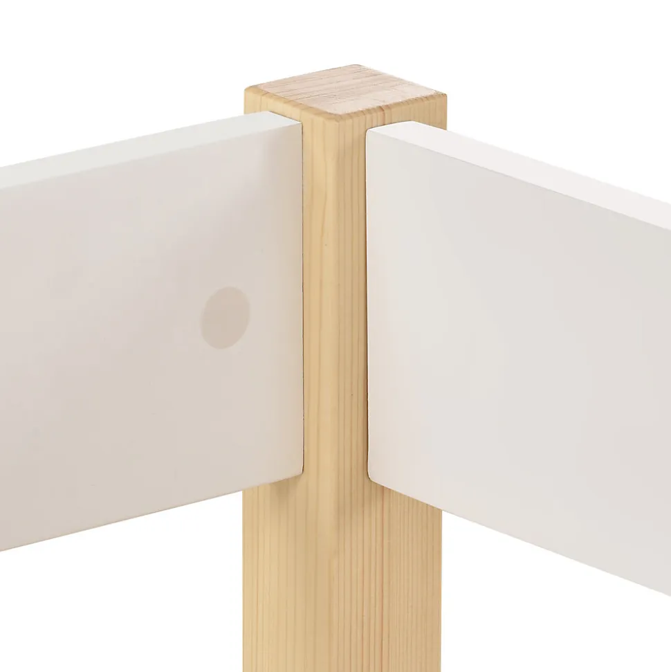 Lit mezzanine 90x200cm avec barrières de sécurité - en bois de pin massif - Blanc