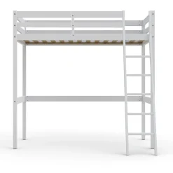 Lit Mezzanine 90x200cm blanc SALA avec incl. Sommier et échelle