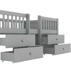 Lit Mi-Haut 90x200cm, 4 Tiroirs, Échelle, Pin, Sans Matelas, Style Minimaliste, Gris