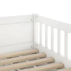 Lit Mi-Haut 90x200cm, 4 Tiroirs, Échelle, Pin, Sans Matelas, Style Minimaliste, Blanc