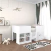 Lit mi-hauteur 90 x 190 cm avec rangements - Coloris : Blanc - BOUTANIO