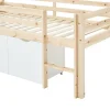 Lit mi-hauteur 90 x 190 cm avec rangement - Pin et MDF - Coloris : Naturel et blanc - LANIORI