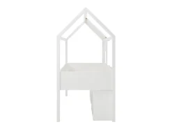 Lit mi-hauteur cabane 90 x 190 cm - Pin et MDF - Blanc - VALESKIA