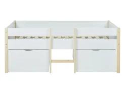 Lit mi-hauteur SISSY - 2 tiroirs - 90 x 190 cm - Blanc et chêne