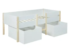 Lit mi-hauteur SISSY - 2 tiroirs - 90 x 190 cm - Blanc et chêne