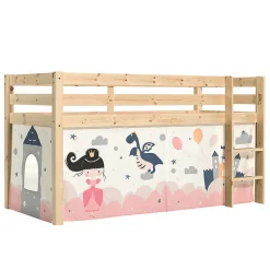 Lit Mi-Hauteur 90x200 sommier inclus housse Fairy Vipack Pino Bois