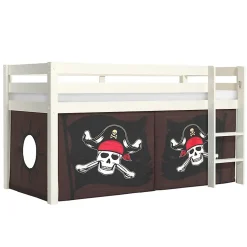 Lit Mi-Hauteur 90x200 sommier inclus housse Pirate Vipack Pino Blanc