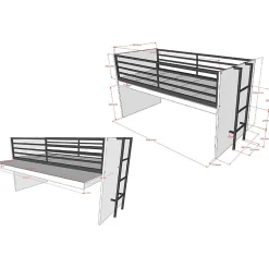 Lit mi-hauteur 90x200 sommier inclus Vipack Sam Blanc